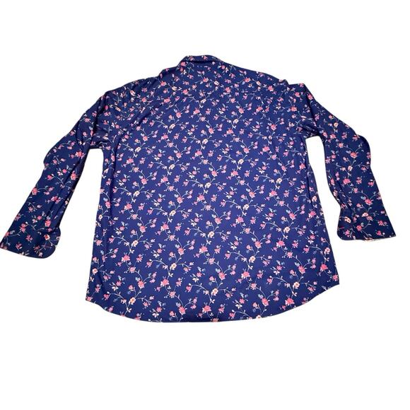Alan Flusser Shirt Men’s XXL Blue Pink Button Up Floral Long Sleeve EUC - Picture 2 of 10